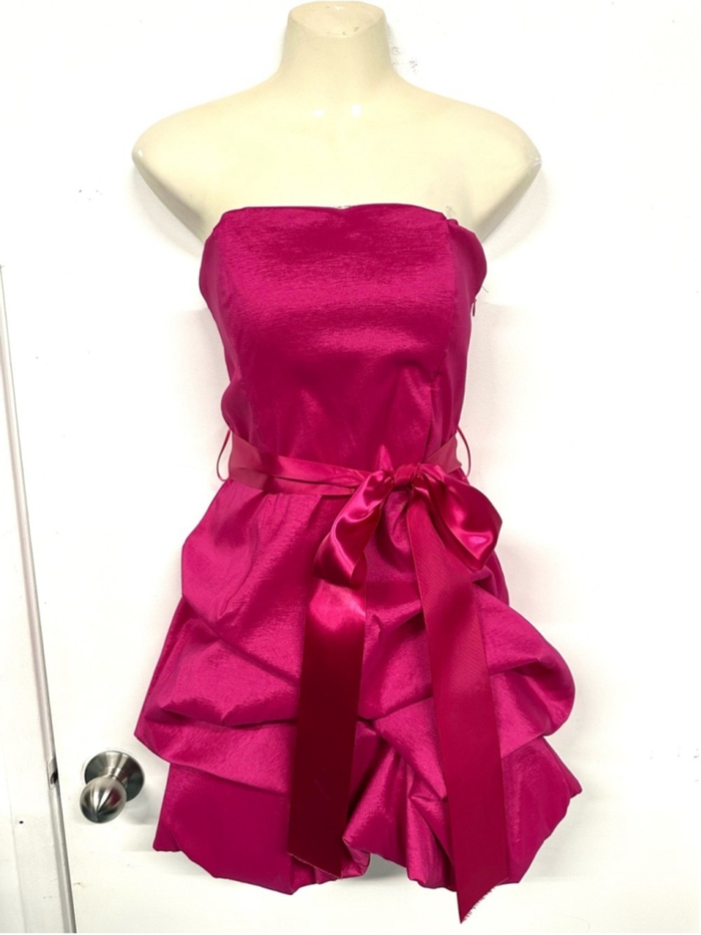 Fuchsia Strapless Balloon Hem Corset Dress Party Barbiecore Y2K Glam Small